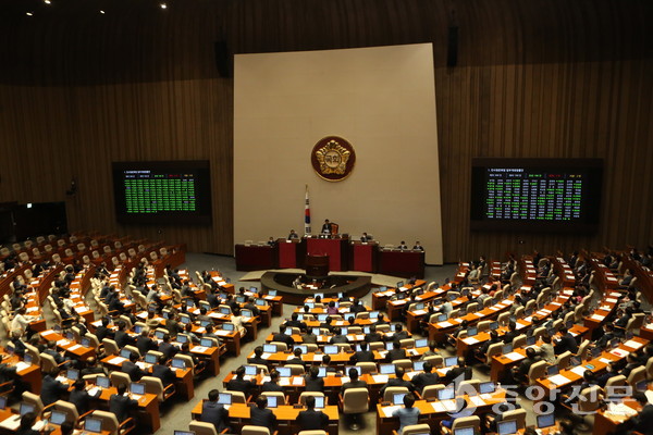 국회는 4일 오후 본회의를 열고 부동산 3법, 공수처 후속 3법 등을 의결했다. (사진=장민호 기자)