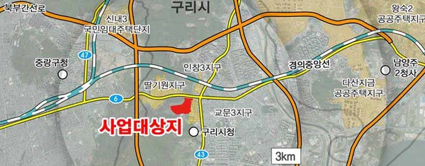 ‘구리교문 공공주택지구’ 토지거래허가구역 지정 위치도. (사진제공=경기도청)